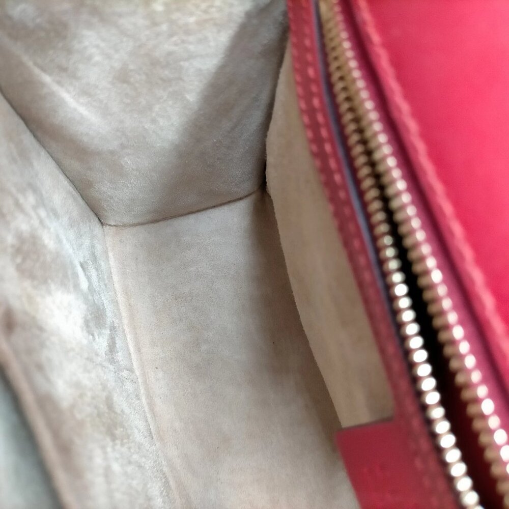 Authentic Gucci Sherry Line Red Leather Shoulder Bag mn684-112625 - Picture 12 of 16